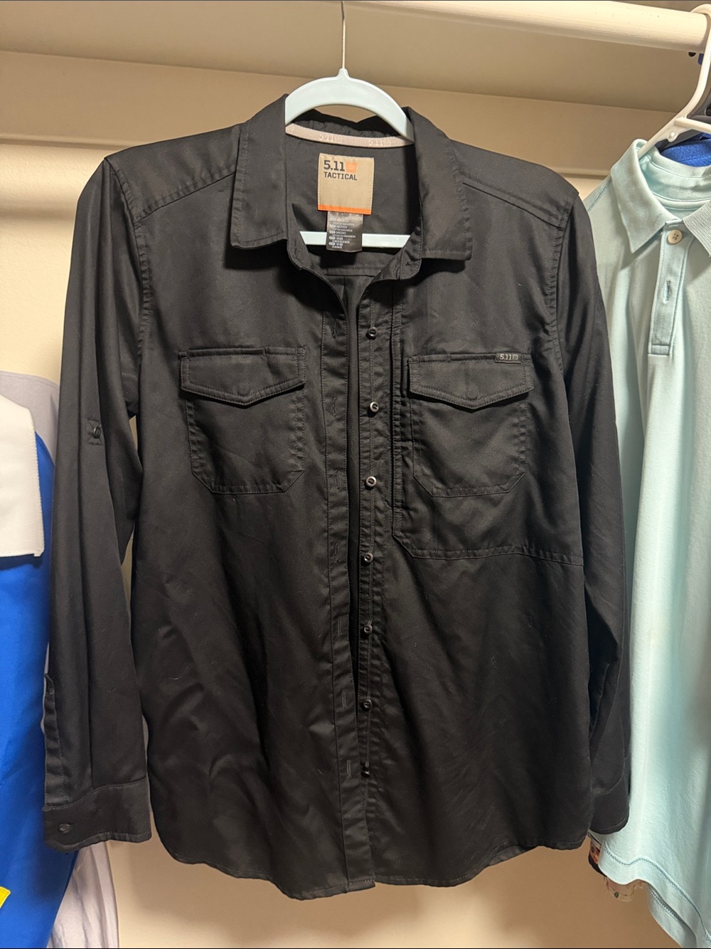 5.11 Tactical Men’s Black Long-Sleeve Button Shirt Jacket